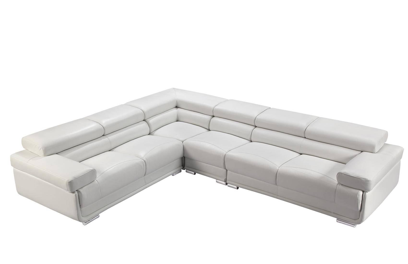 Esf 2119 Sectional Sofa In White, White Leather Sectional Couch