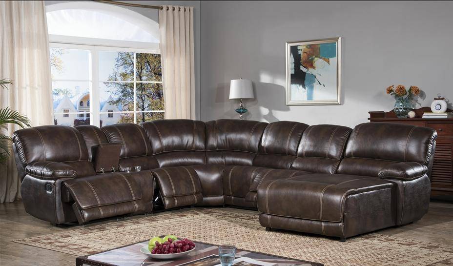 Mcferran Sf3673 Reclining Sectional, Brown Leather Couch Recliner