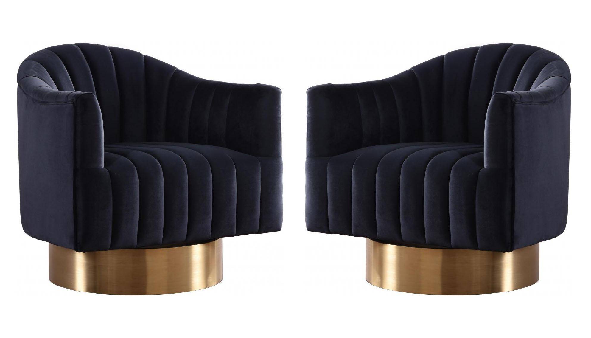 meridian farrah accent chair 2 pcs in black velvet