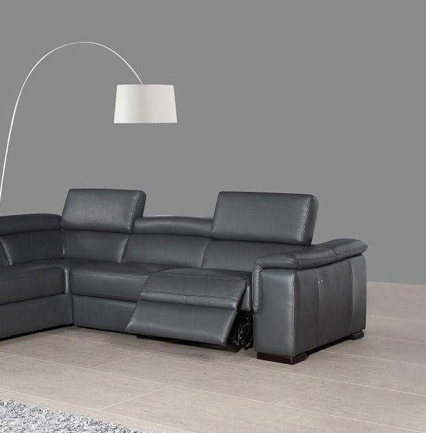 J M Agata Reclining Sectional Left, Modern Leather Sectional Sofa With Recliners