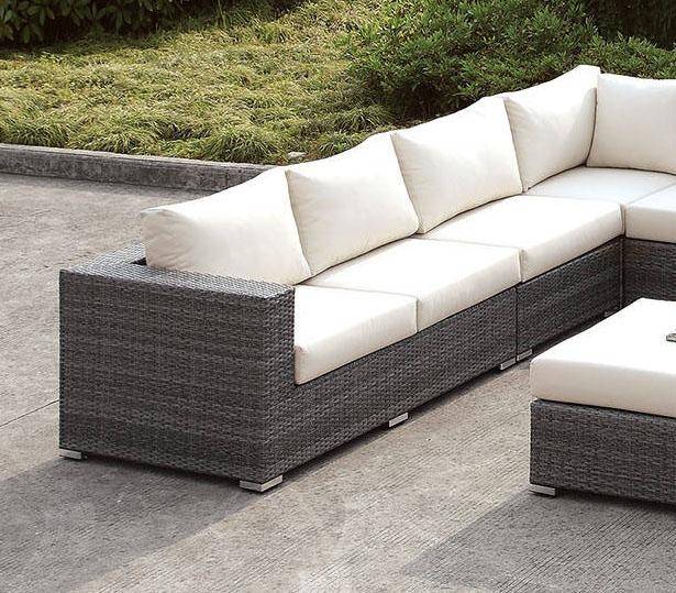 Gray Ivory Faux Wicker, Outdoor Sectional Sofa Set