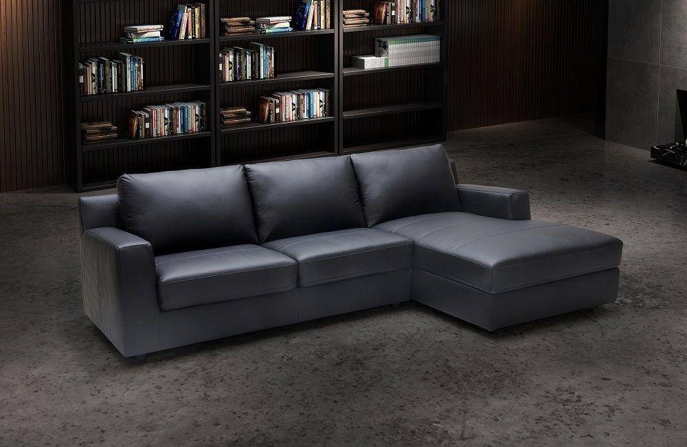 J M Elizabeth Sectional Sofa Bed, Grey Leather Sleeper Sofa