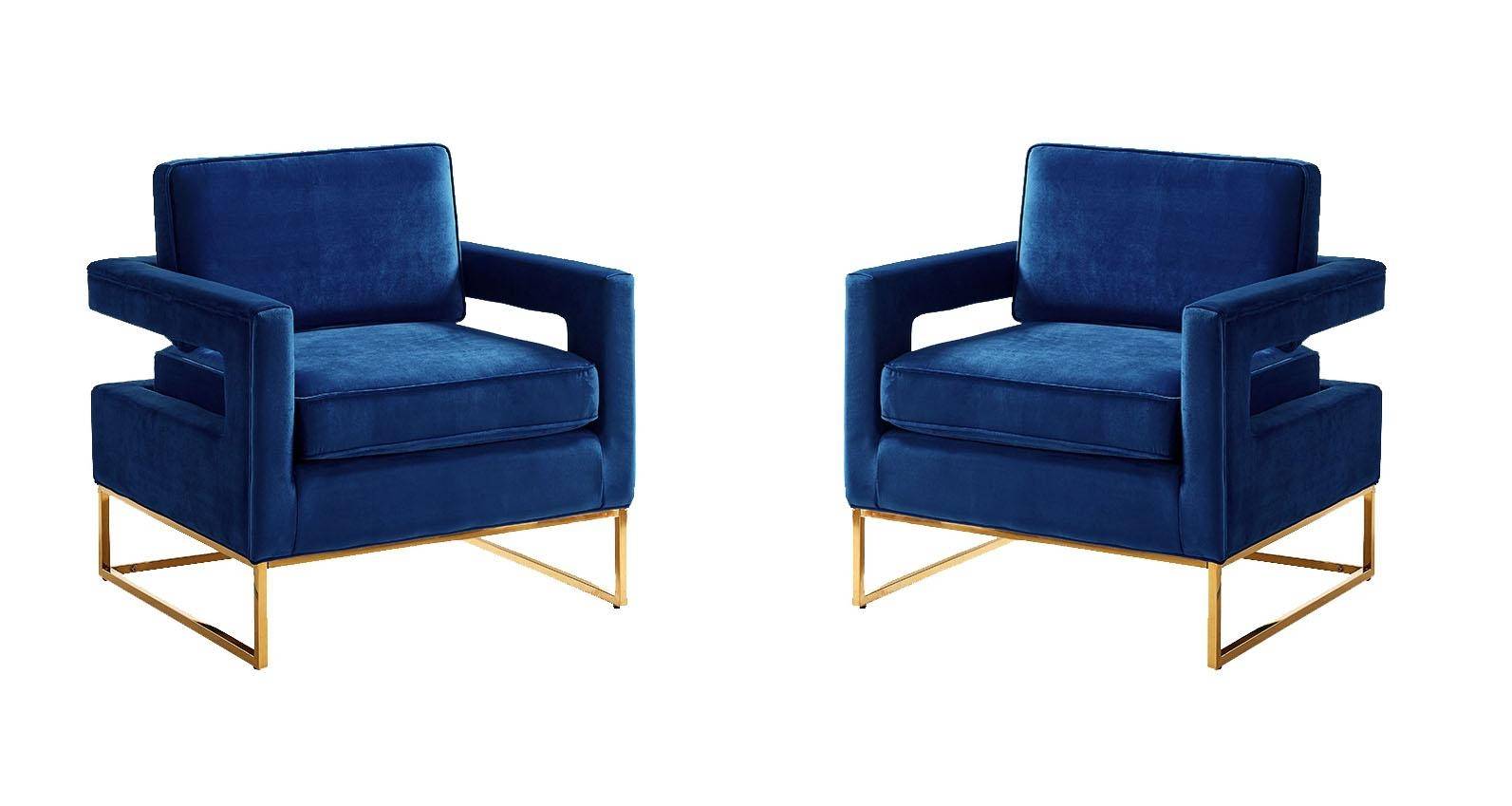 Buy Meridian Noah 511 Accent Chair 2 Pcs in Gold, Navy