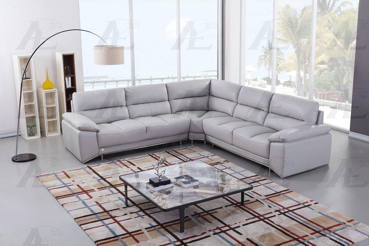 Ek L8000m Lg Sectional Sofa, Gray Leather Sectional Couch