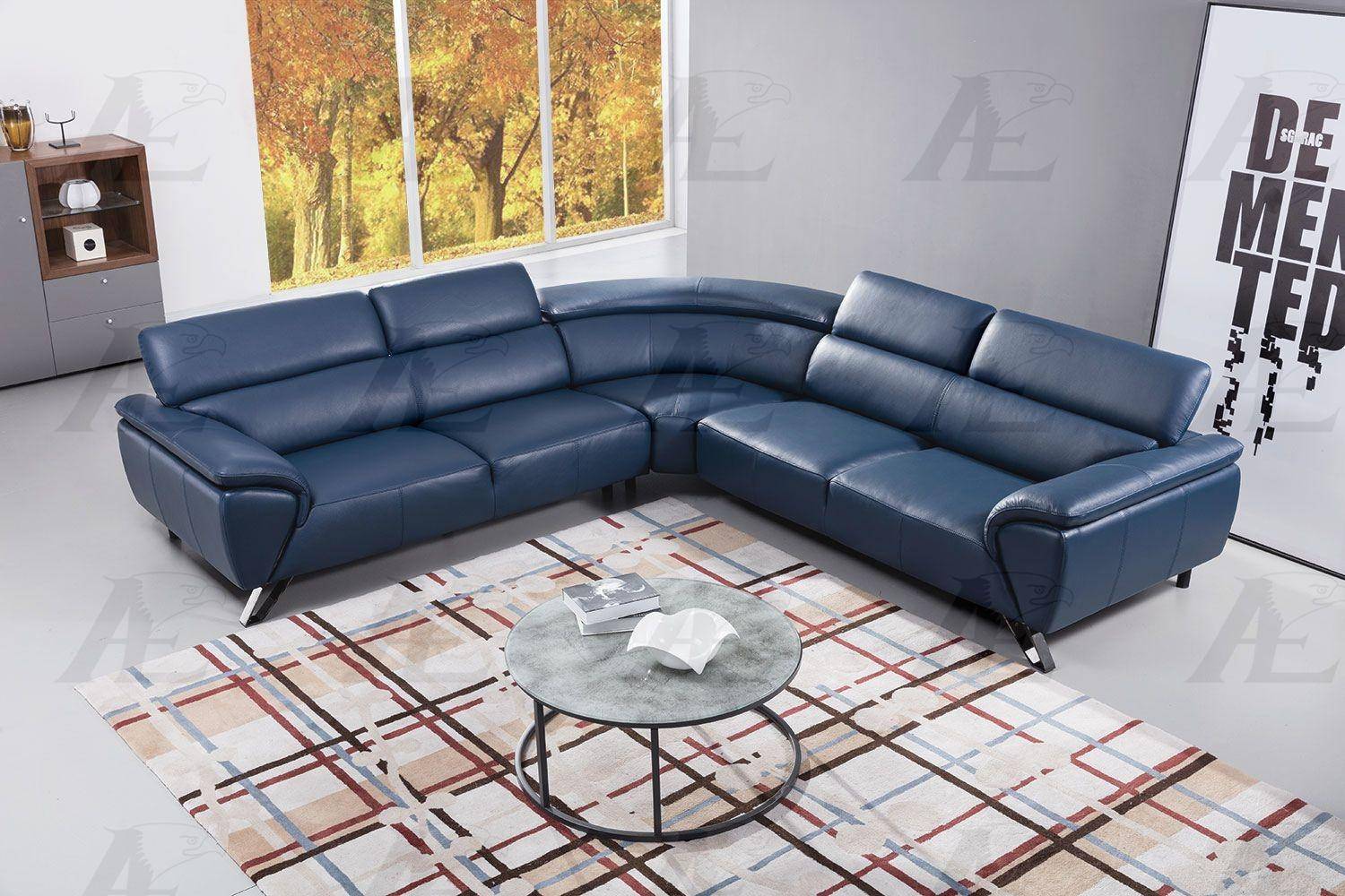 American Eagle Ek L8002m Nb, Navy Blue Leather Living Room Furniture