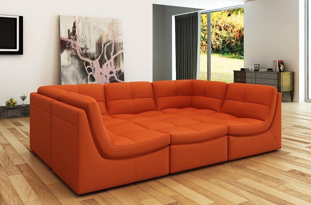 J M Lego Sectional Sofa 6 Pcs In, Orange Leather Couches