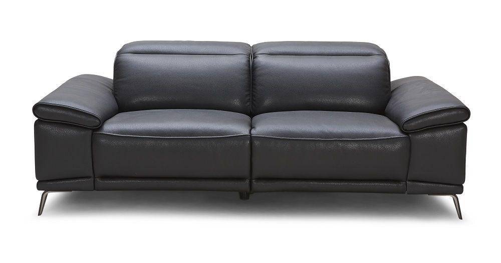 J M Giovani Reclining Sofa In Black, Modern Leather Sofa Recliner