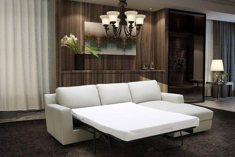 J M Lauren Sectional Sofa Bed Right, Modern White Leather Sofa Bed Sleeper
