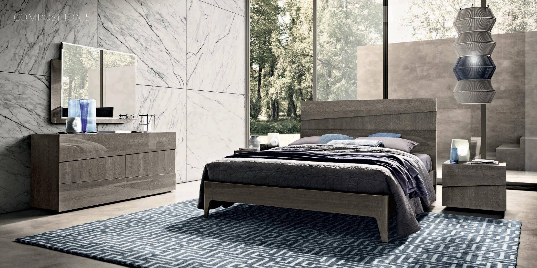 Esf Tekno King Platform Bedroom Set, Gray Wood King Platform Bed