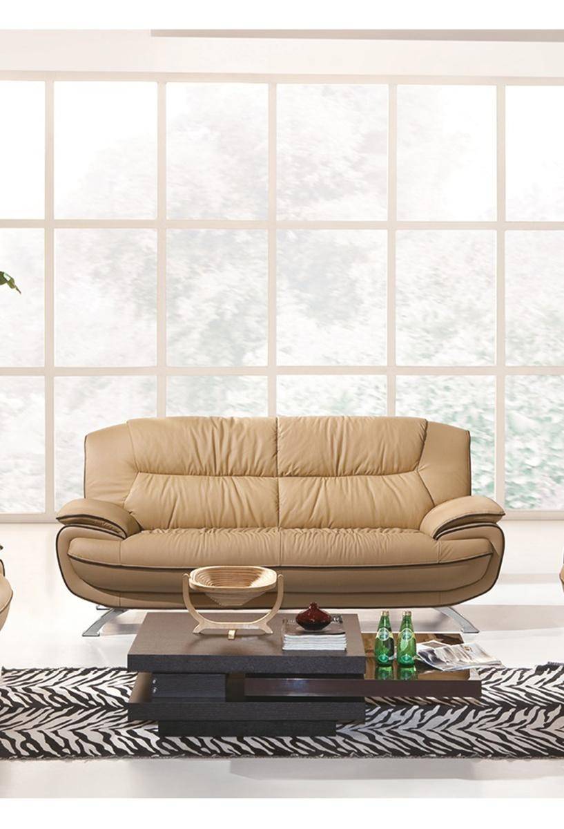 Esf 405 Sofa In Beige Genuine Leather, Beige Leather Living Room Furniture