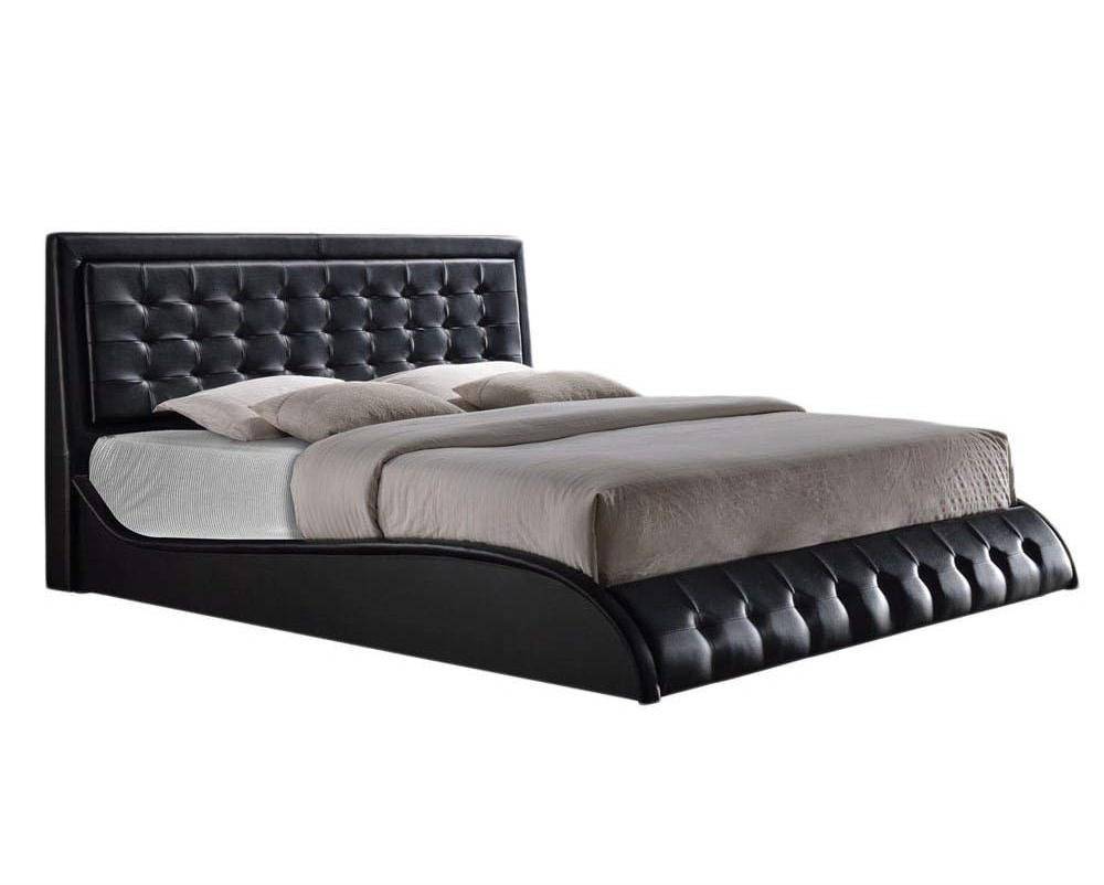Acme Tirrel King Platform Bed In, Black Leather Tufted Bed