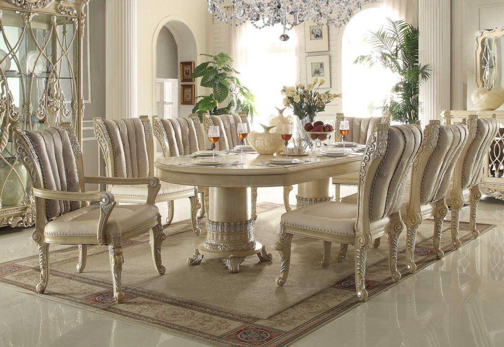 Homey Design Hd 5800 Dining Table Set, Cream Dining Room Set