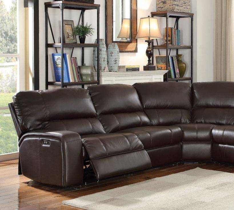 Espresso Leather Sectional Flash S, Espresso Leather Reclining Sectional