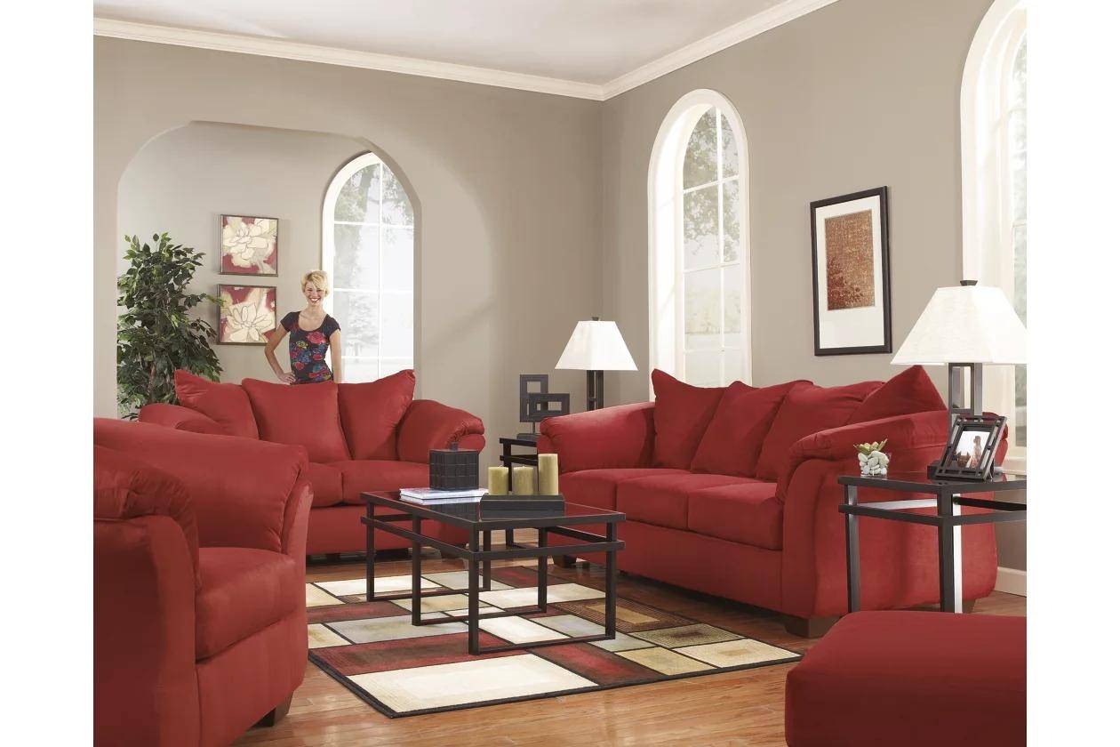 Buy Ashley Darcy Sofa Loveseat and Chair Set 3 Pcs in Salsa, Fabric online