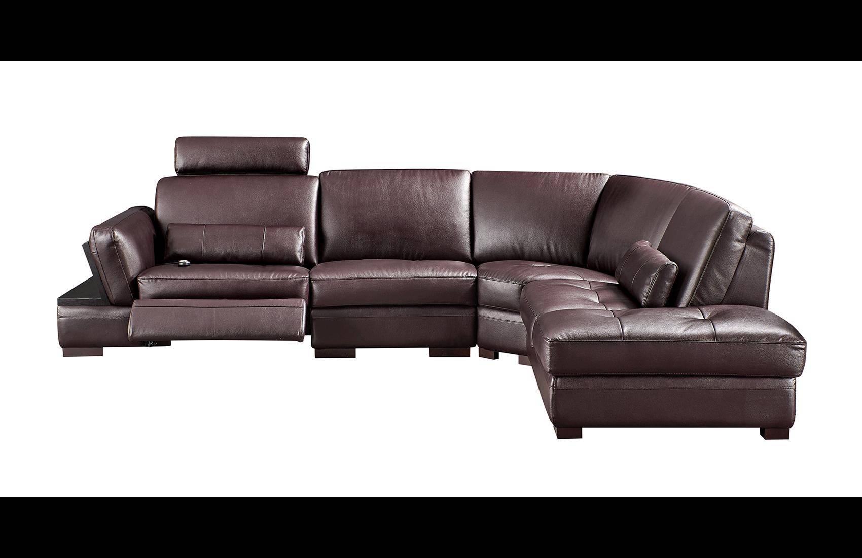 Esf 445 Reclining Sectional Left, Dark Brown Leather Recliner Sectional