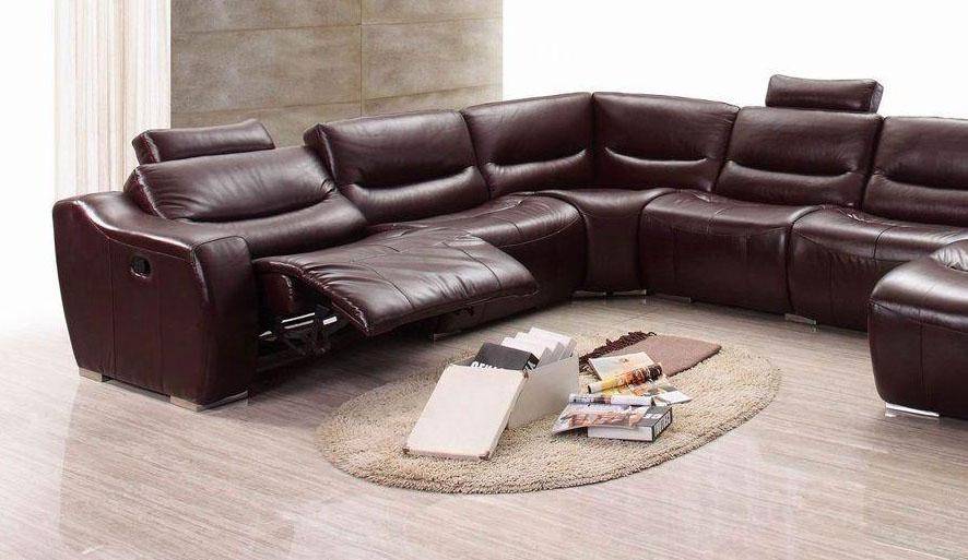 Esf 2144 Reclining Sectional Right, Dark Brown Leather Couch Recliner
