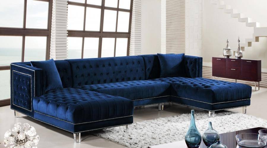 Meridian Moda Sectional Sofa In, Blue Sectional Sofas