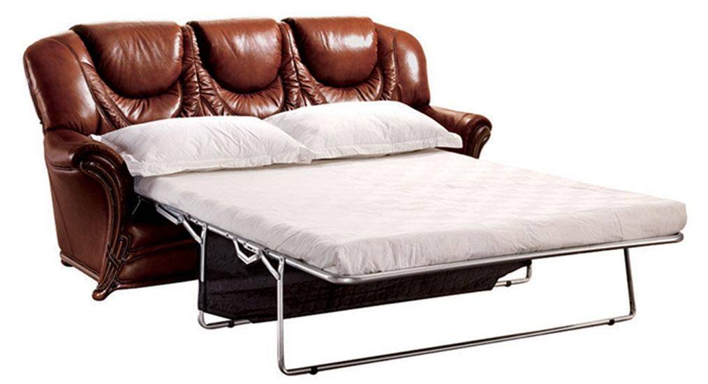 Sofa Bed In Brown Bonded Leather, Bonded Leather Sofa Bed