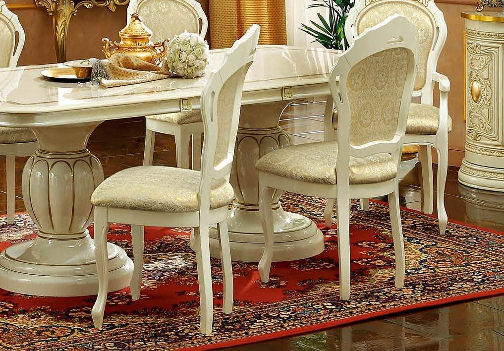 Esf Leonardo Dining Sets 7 Pcs In, Ivory Dining Room Table Sets