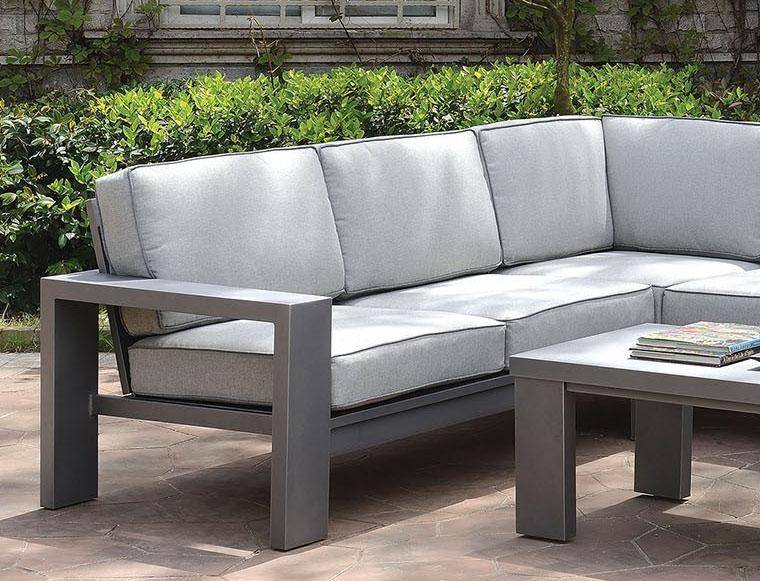 Furniture Of America Codington Outdoor Sectional In Gray Fabric - Patio Furniture Aluminum Frame