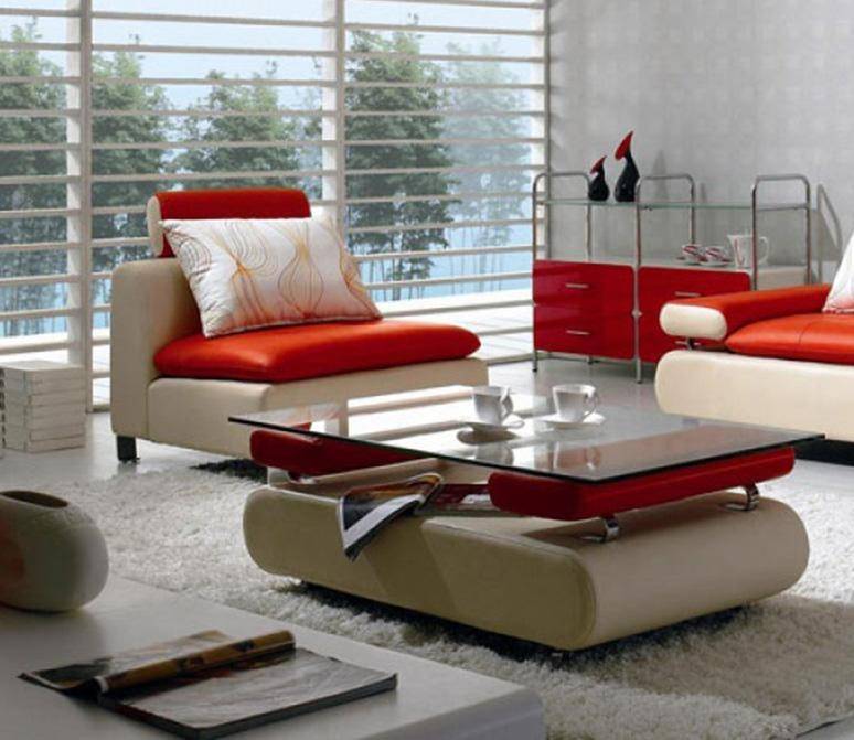 Vig Divani Casa B205 Sectional Sofa, Red And White Leather Sofa