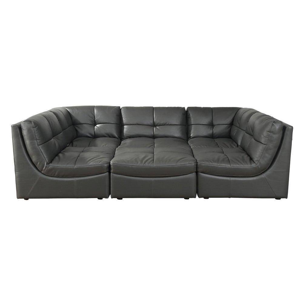 Ebern Designs Ostby Modular, Fake Leather Curved Sectional Sofa