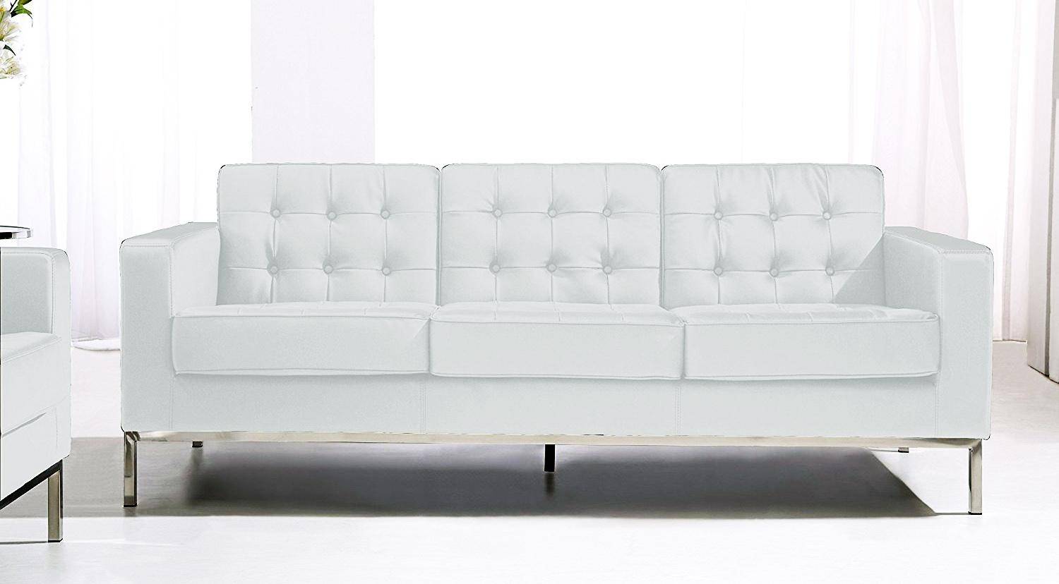 Silvania Sofas In White Leather, Leather White Couch