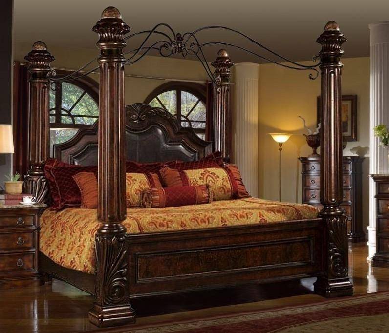 Mcferran B6005 California King, Wood Canopy Bed Frame California King