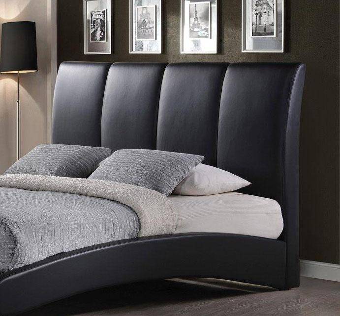 Global Furniture 8272 Queen, Black Faux Leather Queen Bed