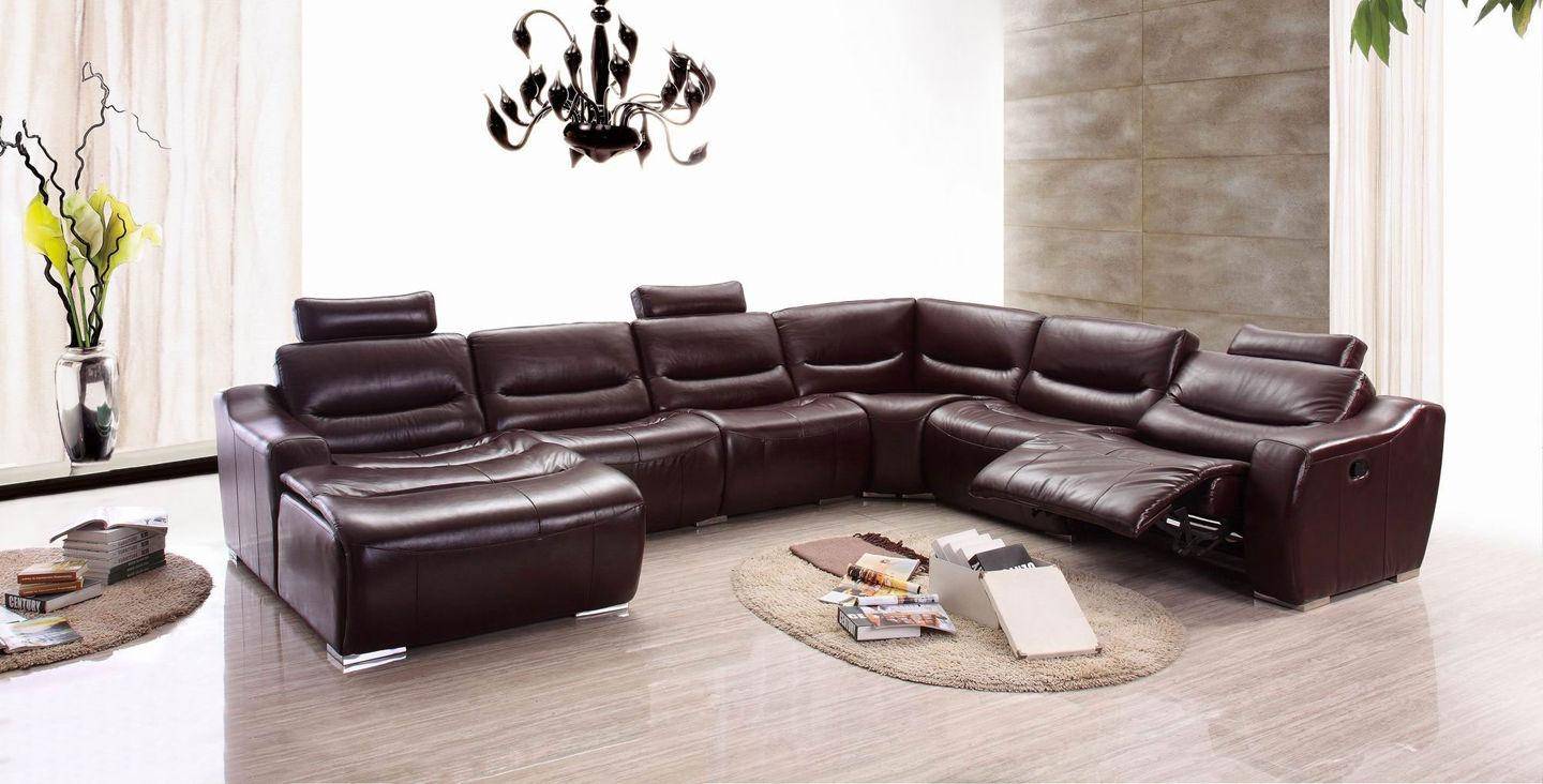 Esf 2144 Reclining Sectional Left, Dark Brown Leather Recliner Sectional