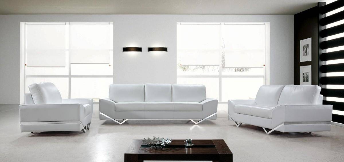 Vig Divani Casa Vanity Sofa Set 3, White Leather Sofa Modern