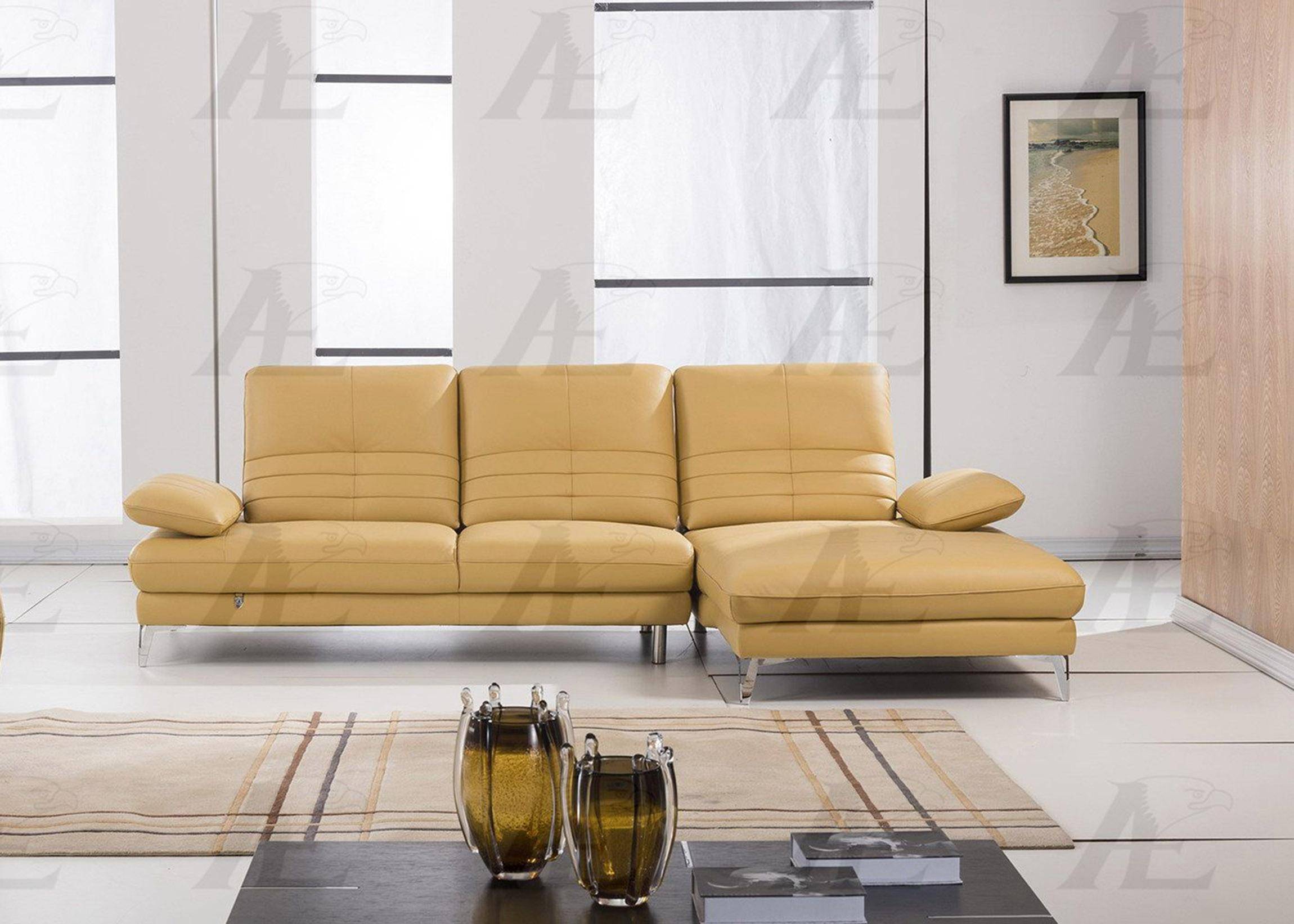 American Eagle Ek L070 Yo Sectional, Yellow Leather Sectional Sofa