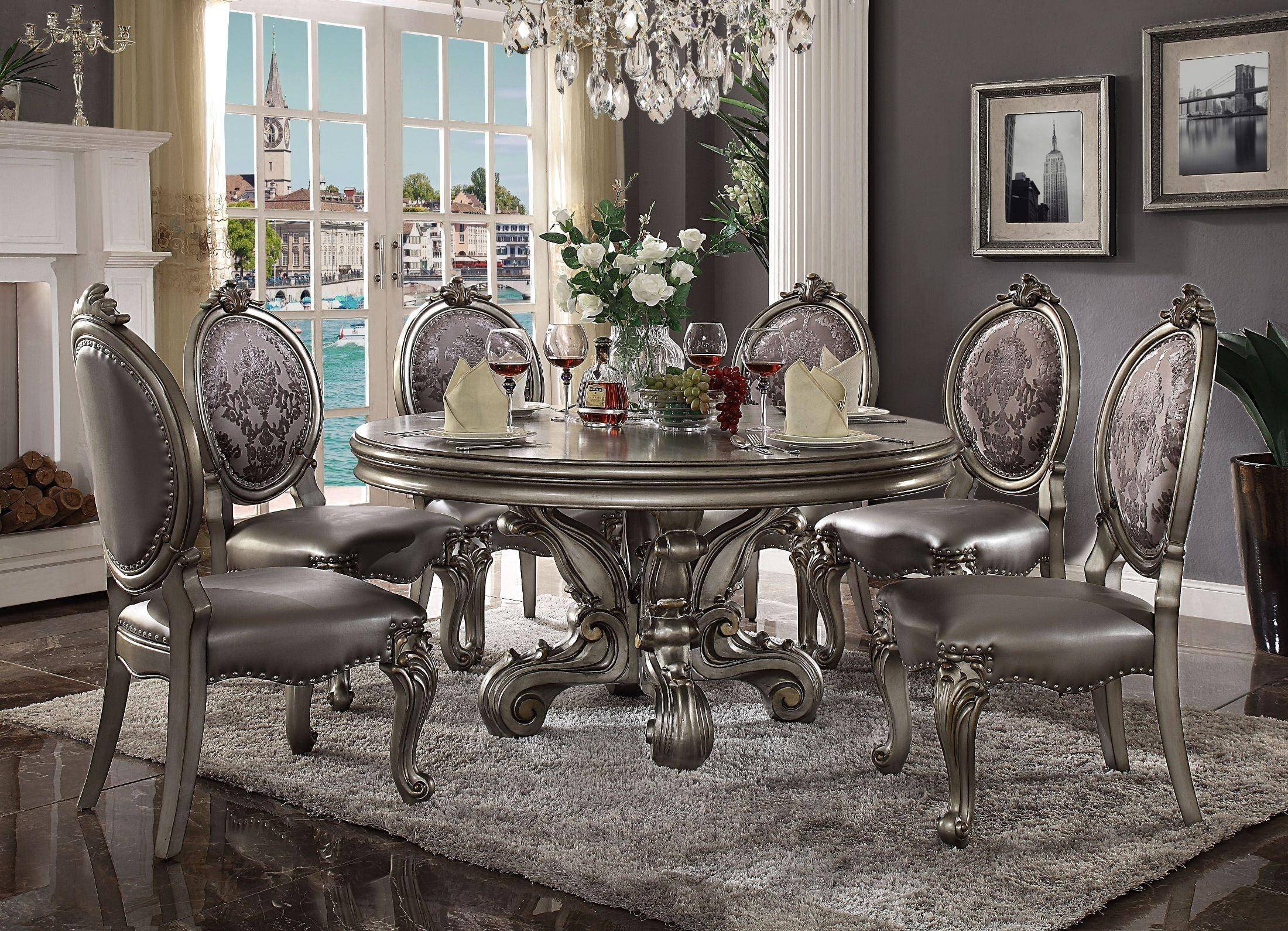 Buy Astoria Grand Welton Dining Table Set 7 Pcs In Silver