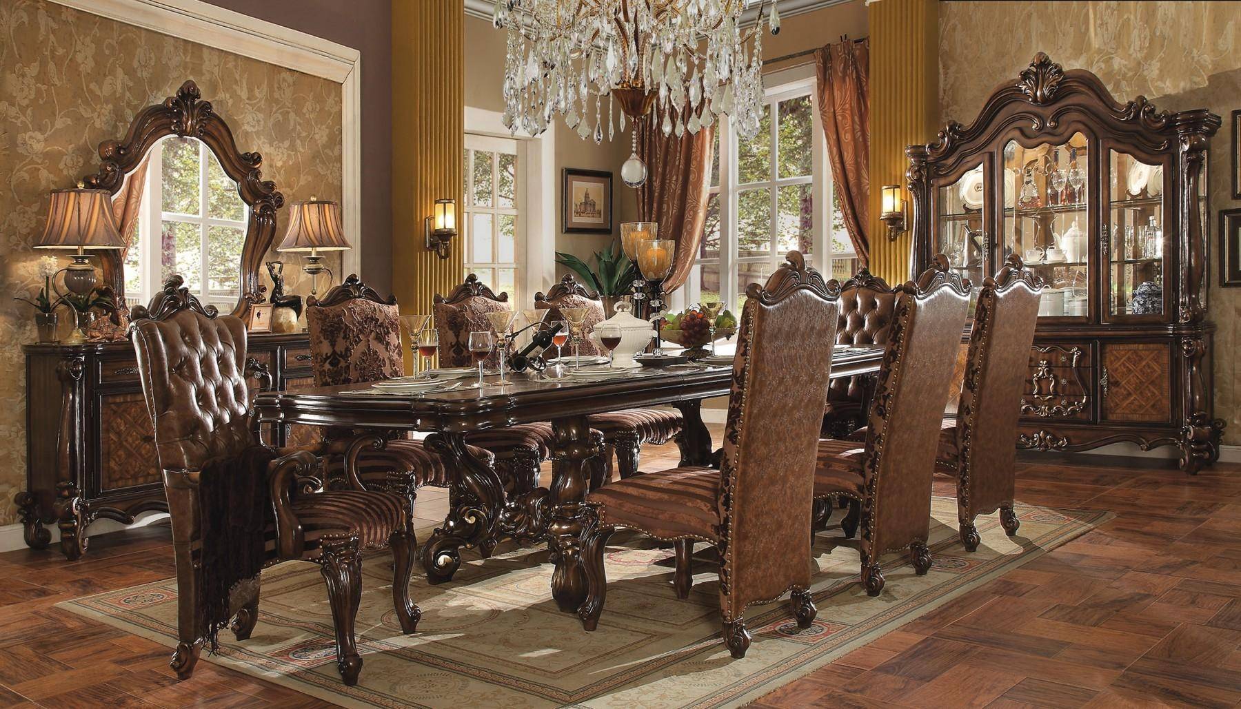 Buy ACME 61100 Versailles Dining Table Set 7 Pcs In Cherry