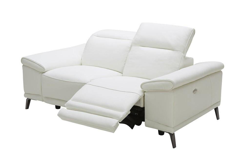 J M Gaia Reclining Sofa In White, White Leather Reclining Sofa