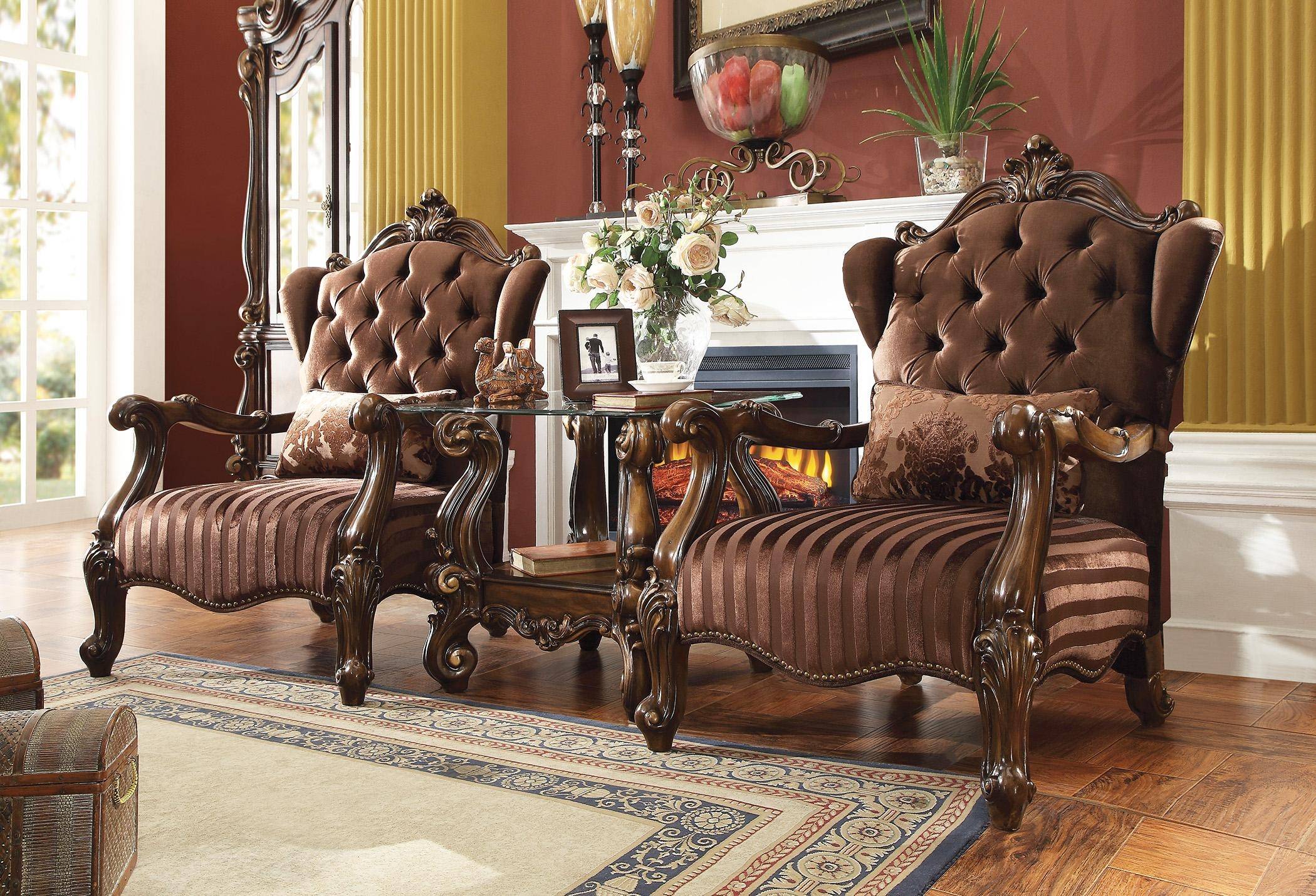 Buy ACME Versailles52080 Sofa Set 4 Pcs in Brown, Cherry