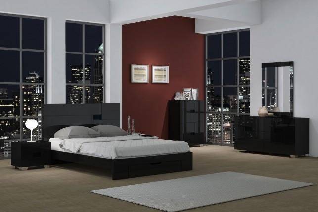 Global United Aria King Platform, Modern Black King Bedroom Set
