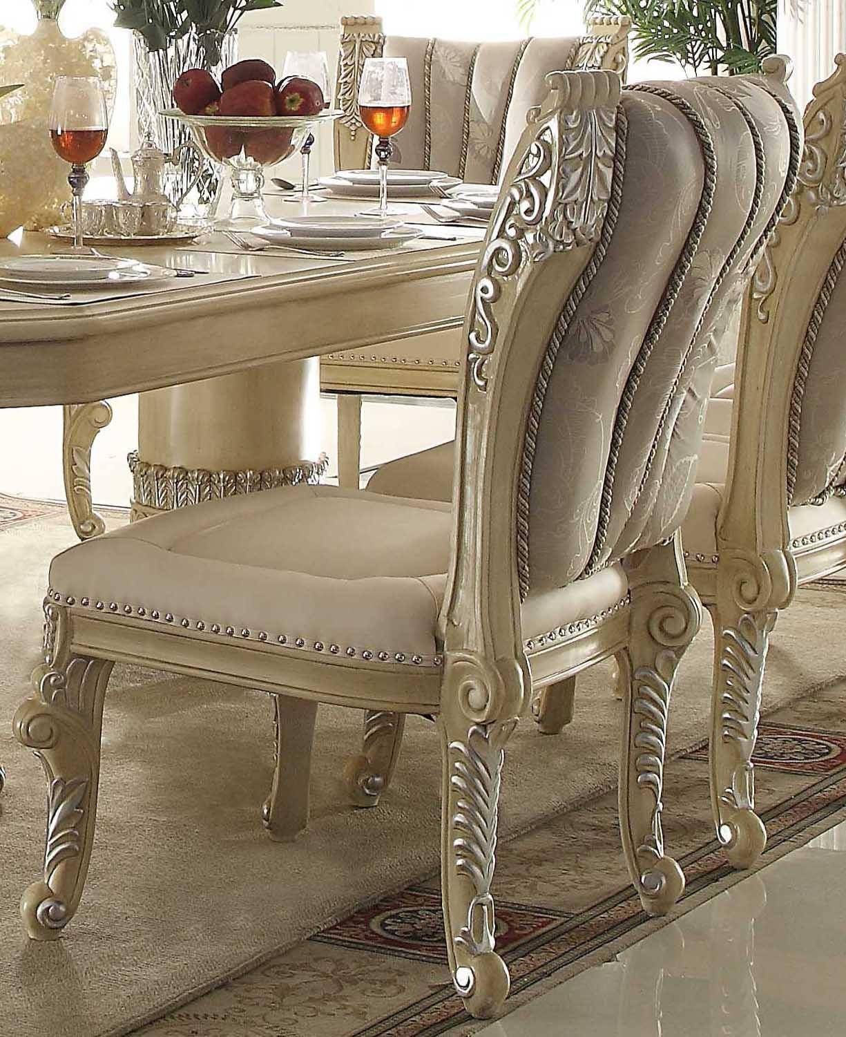 Buy Homey Design Hd 5800 Dining Table Set 9 Pcs In Cream Pearl Fabric Online