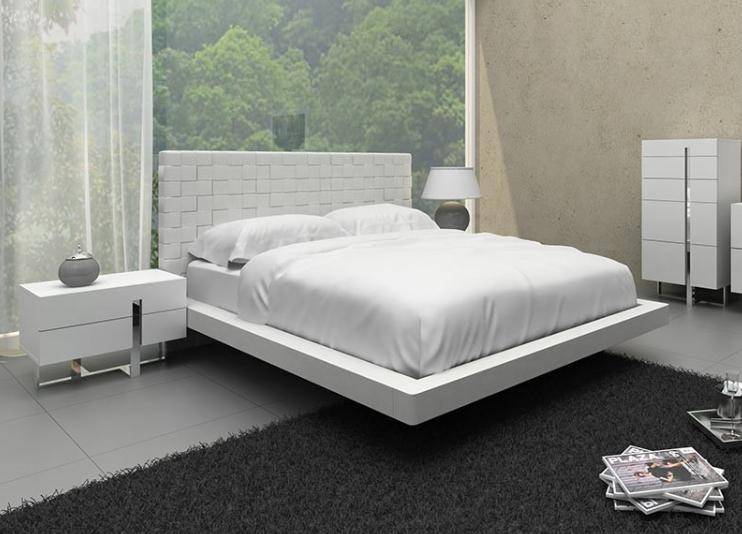 Vig Modrest Voco King Platform Bed, Modern White Queen Bed