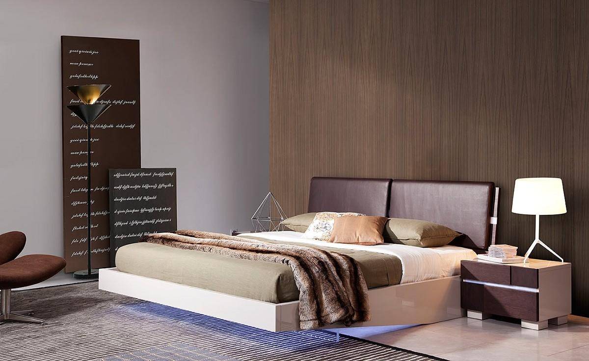 Buy Soflex Birmingham Queen Platform Bed in Brown, White, Faux Leather  online