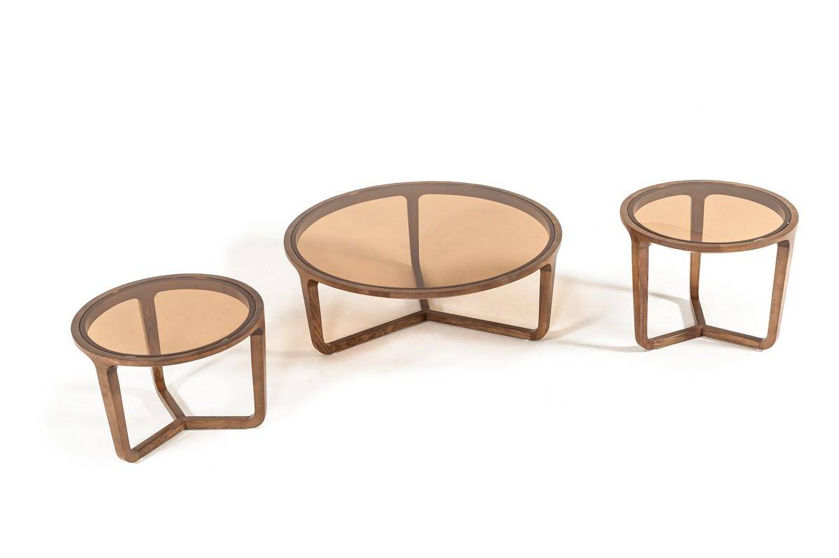 Modest modrest coffee table Buy Vig Modrest Jordi Coffee Table Set 3 Pcs In Walnut Glass Wood Veneers Online