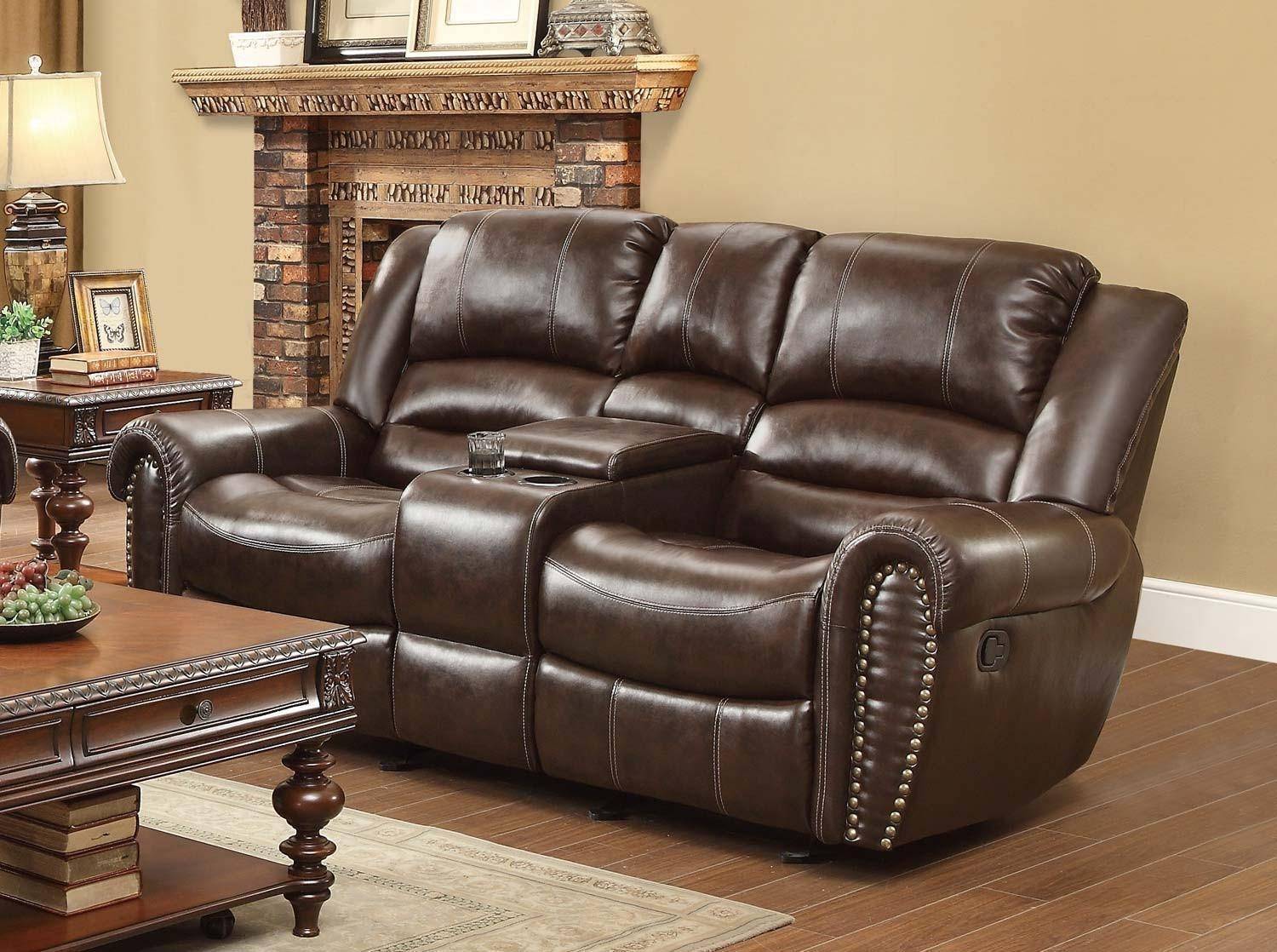 Center Hill Reclining Loveseat, Leather Dual Reclining Sofa