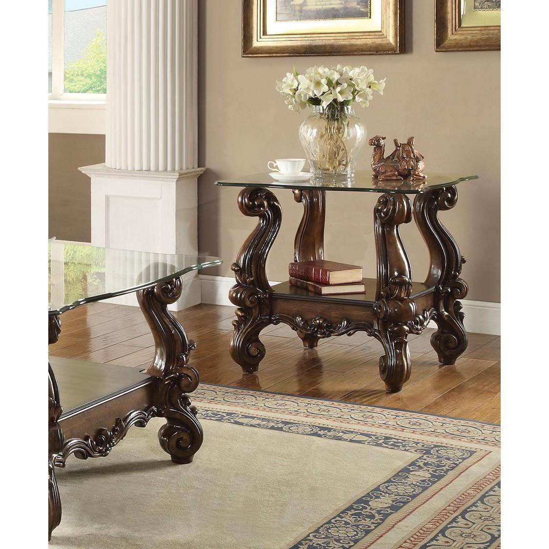 Buy ACME Versailles Coffee Table End Table 3 Pcs in Brown, Cherry ...