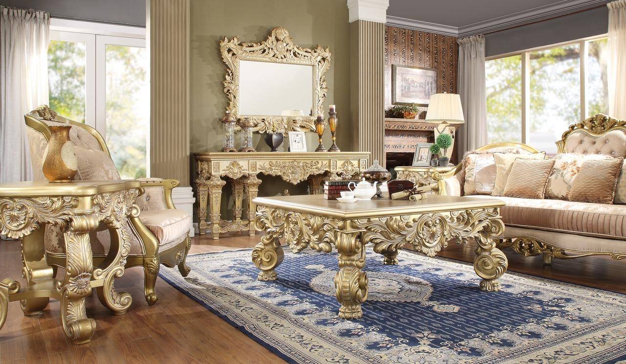 Homey Design Hd 8086 Coffee Table Set, Gold Living Room Table Set