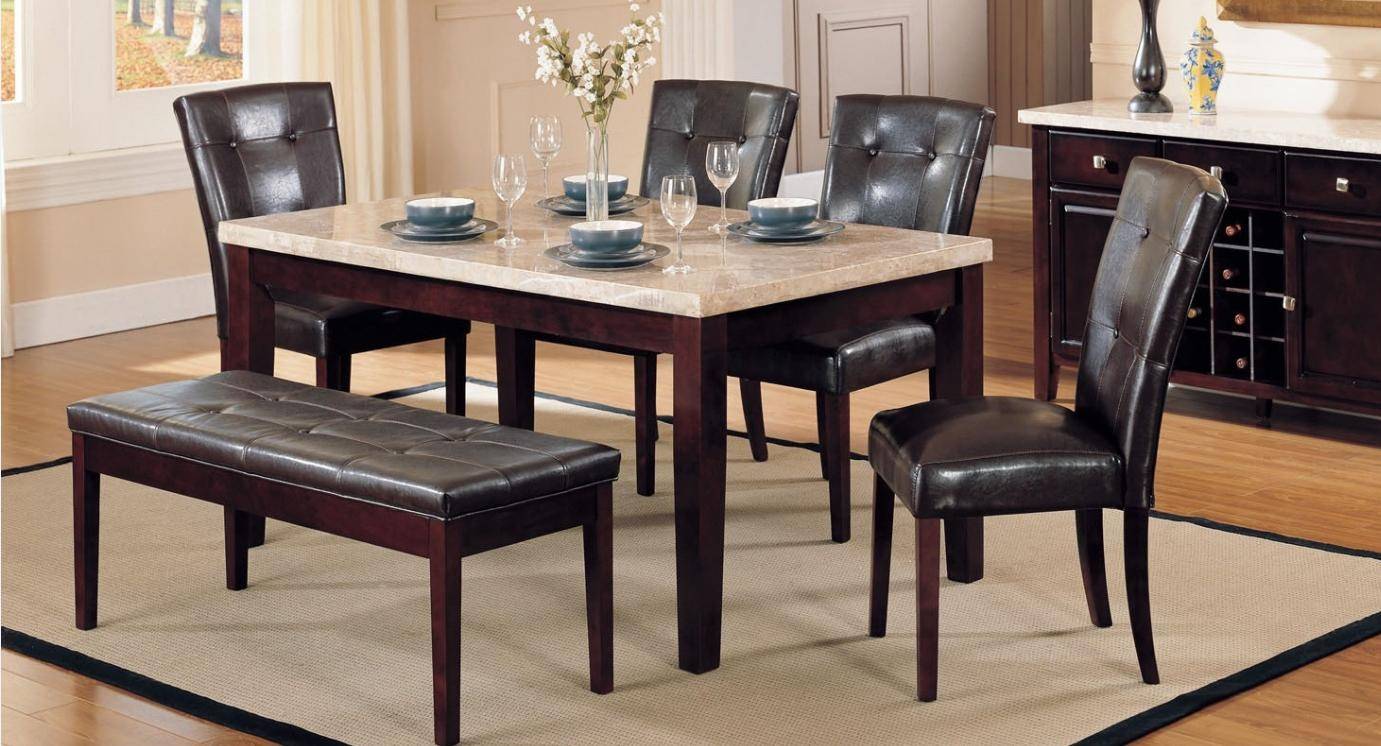 Buy Acme Britney 17058 Dining Table Set 6 Pcs In Espresso Faux Leather Online