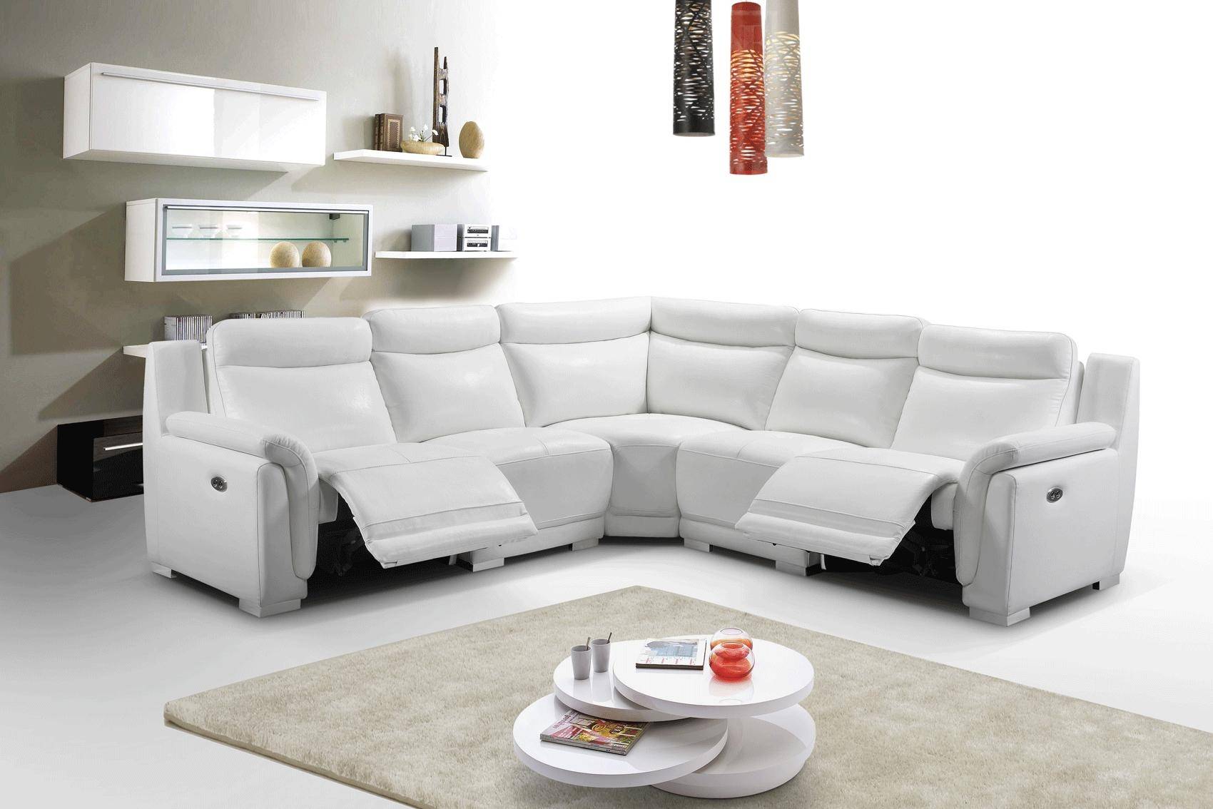 Esf 2931 Reclining Sectional In, White Leather Reclining Sectional Sofa