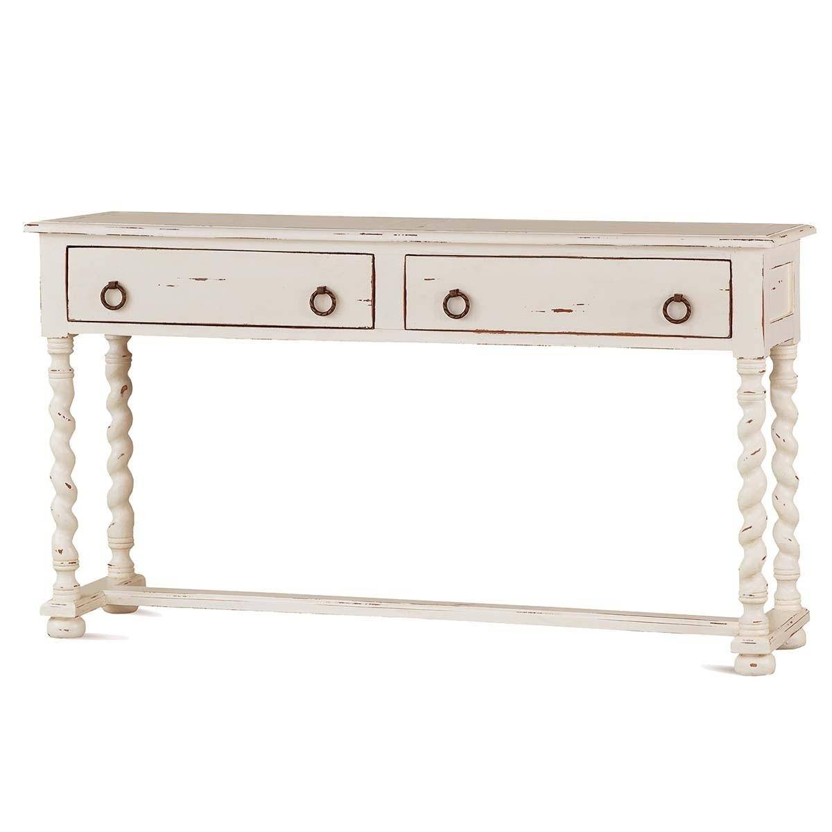 Bramble 26081 Console Table In Antique, Antique White Console Table With Drawers