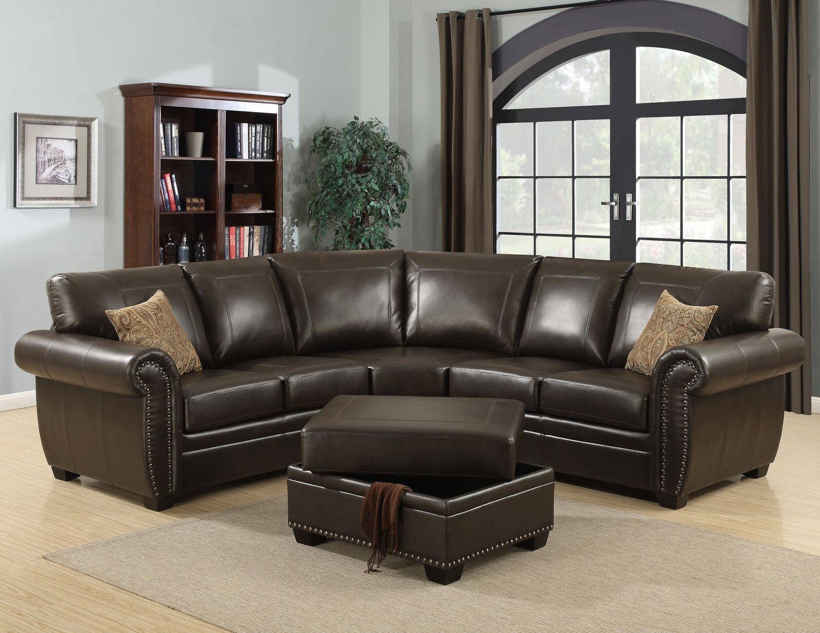 Ac Pacific Louis Sectional Sofa And, Dark Brown Leather Couches