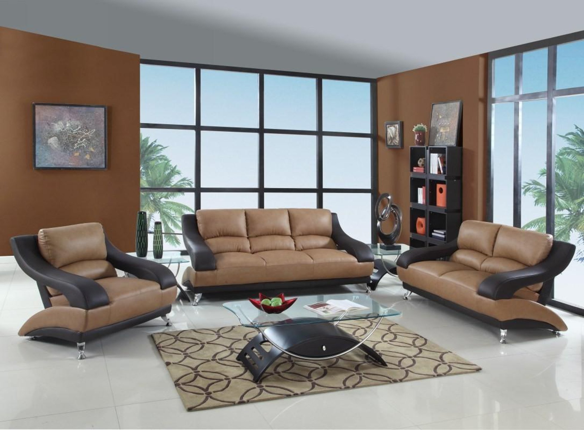 Buy Global United 982 Sofa Loveseat and Chair Set 3 Pcs in Two-tone ...