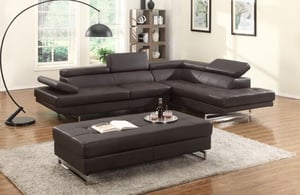 Contemporary White Faux Leather Air Sectional LHC Global United 8136 